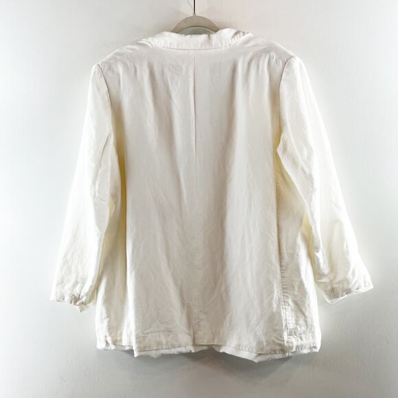 H&M Linen Blend Long Sleeve Notch Lapel Single Breasted Blazer White Large - Picture 6 of 8